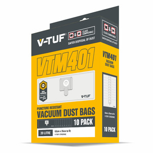 VTM401 20L Vacuum Dust Bags to Fit V-TUF STACKVAC - Pack of 10